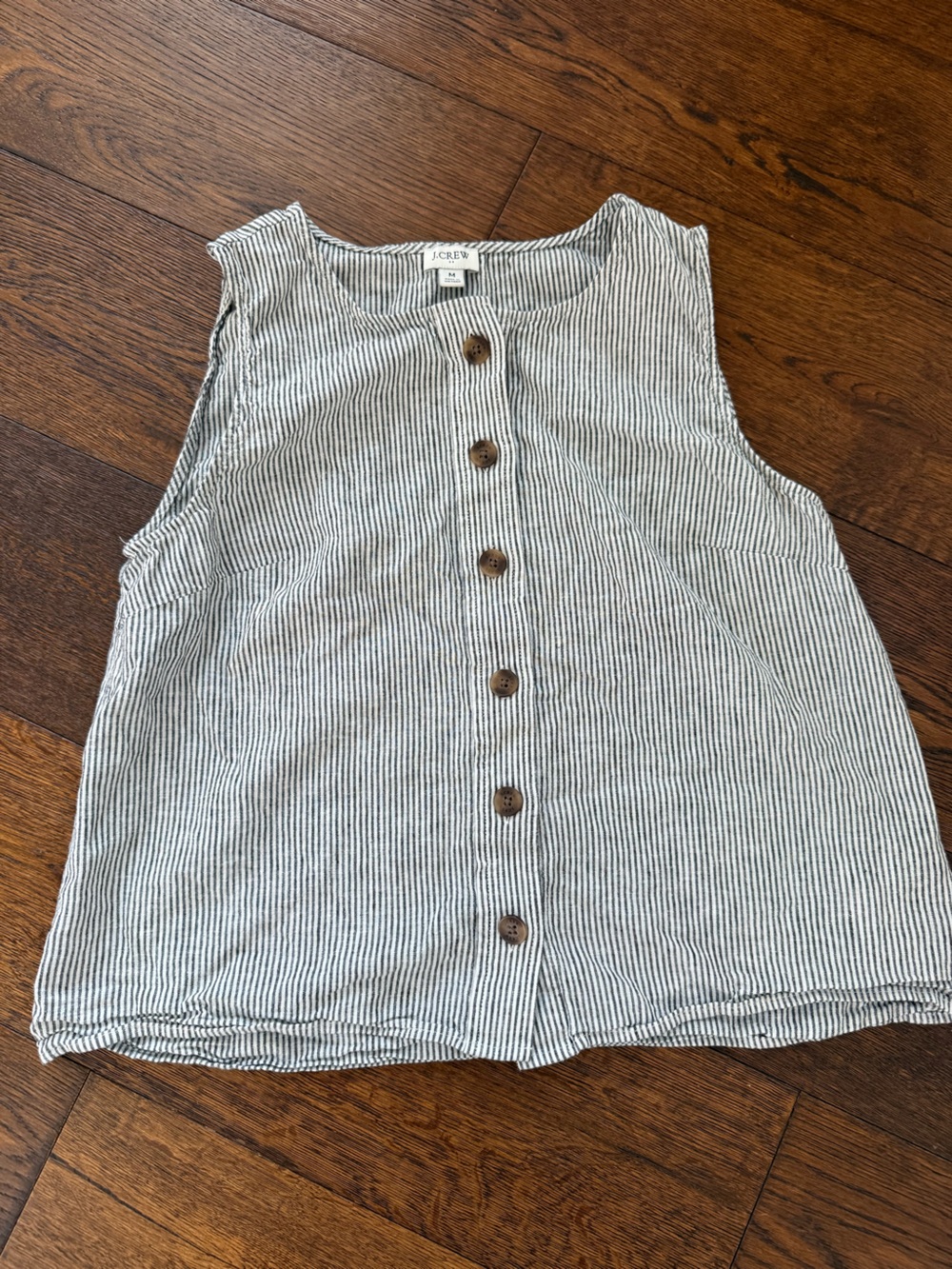 J Crew Linen Button Down Sleeveless Top